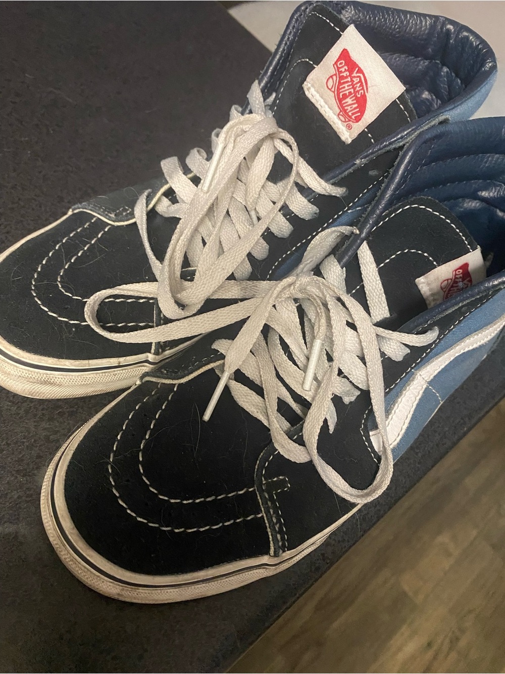 Vans High-Top Sneakers in Black & Blue with White Accents